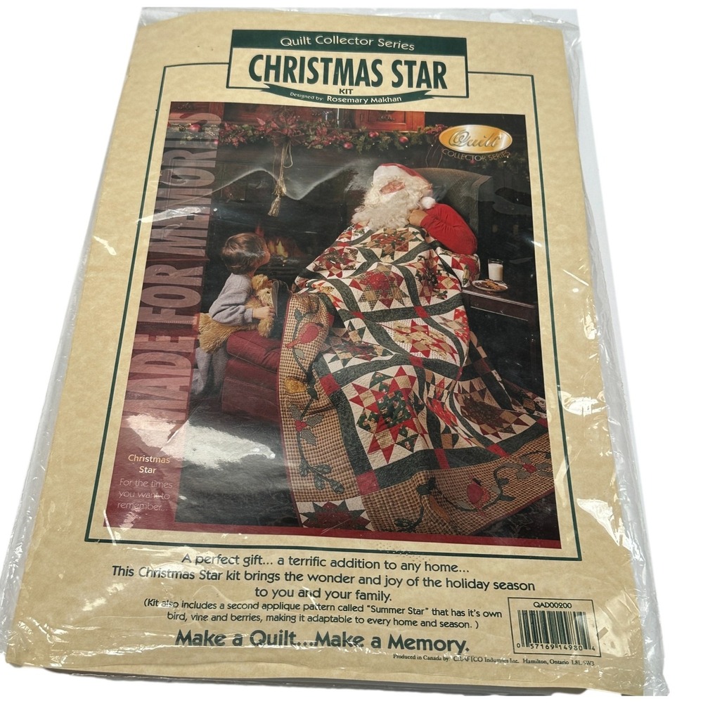 Christmas Star Quilt Sewing Kit Collectors Template Direction Vintage 1998 New